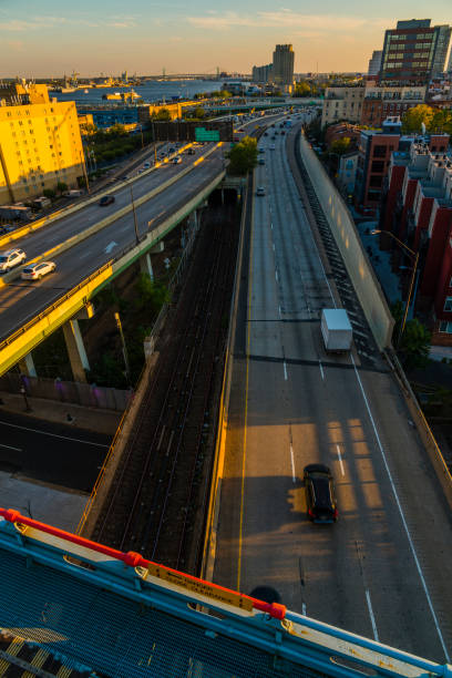 istock Traffic on the Christopher Columbus Bulevard in Philadelphia. The view from Benjamin Franklin Bridge. 898442592