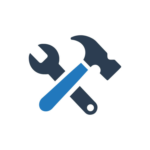 Work Tools Icon Work Tools Icon hammer wrench stock illustrations