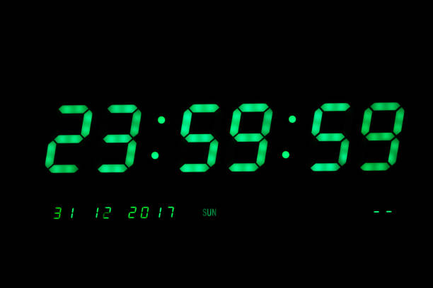 istock Green Digital LED Clock Showing The Last Second of year 2017 on Black Background. 898445840