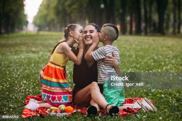 Children Love Mother Nature Picnic Concept Stock Photo - Download Image Now  - Blanket, Child, Communication - iStock