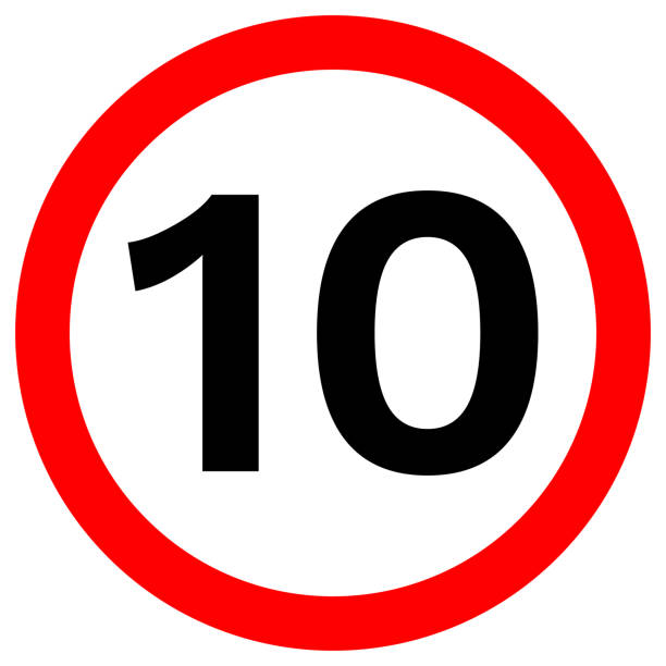 znak speed limit 10 w czerwonym kółku. ikona aplikacji vector - kilometers per hour stock illustrations