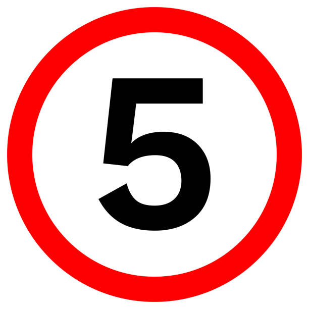 znak speed limit 5 w czerwonym kółku. ikona aplikacji vector - kilometers per hour stock illustrations