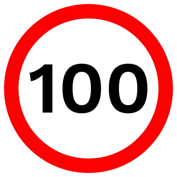 ilustrações de stock, clip art, desenhos animados e ícones de speed limit 100 sign in red circle. vector icon - highway 94