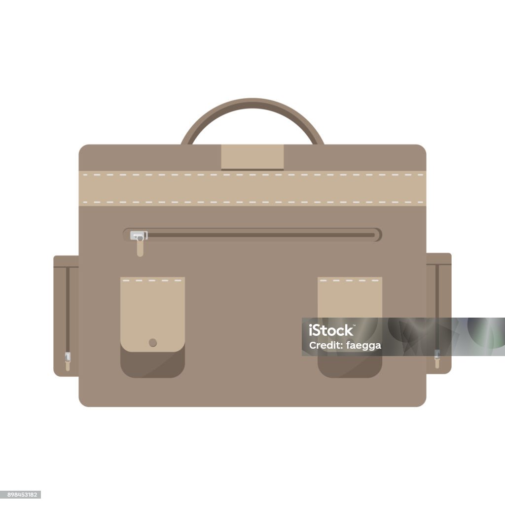 Brown backpack isolated on white background Brown backpack isolated on white background. Flat design vector illustration Icon Symbol stock vector