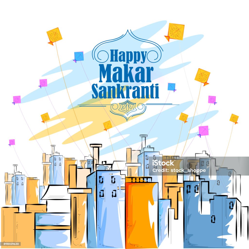 Happy Makar Sankranti holiday India festival background vector illustration of Happy Makar Sankranti holiday India festival background Makar Sankranti stock vector