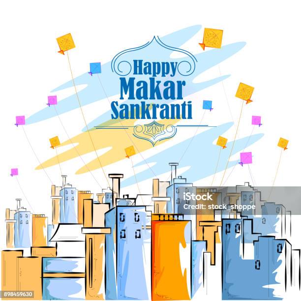 Happy Makar Sankranti Holiday India Festival Background Stock Illustration - Download Image Now