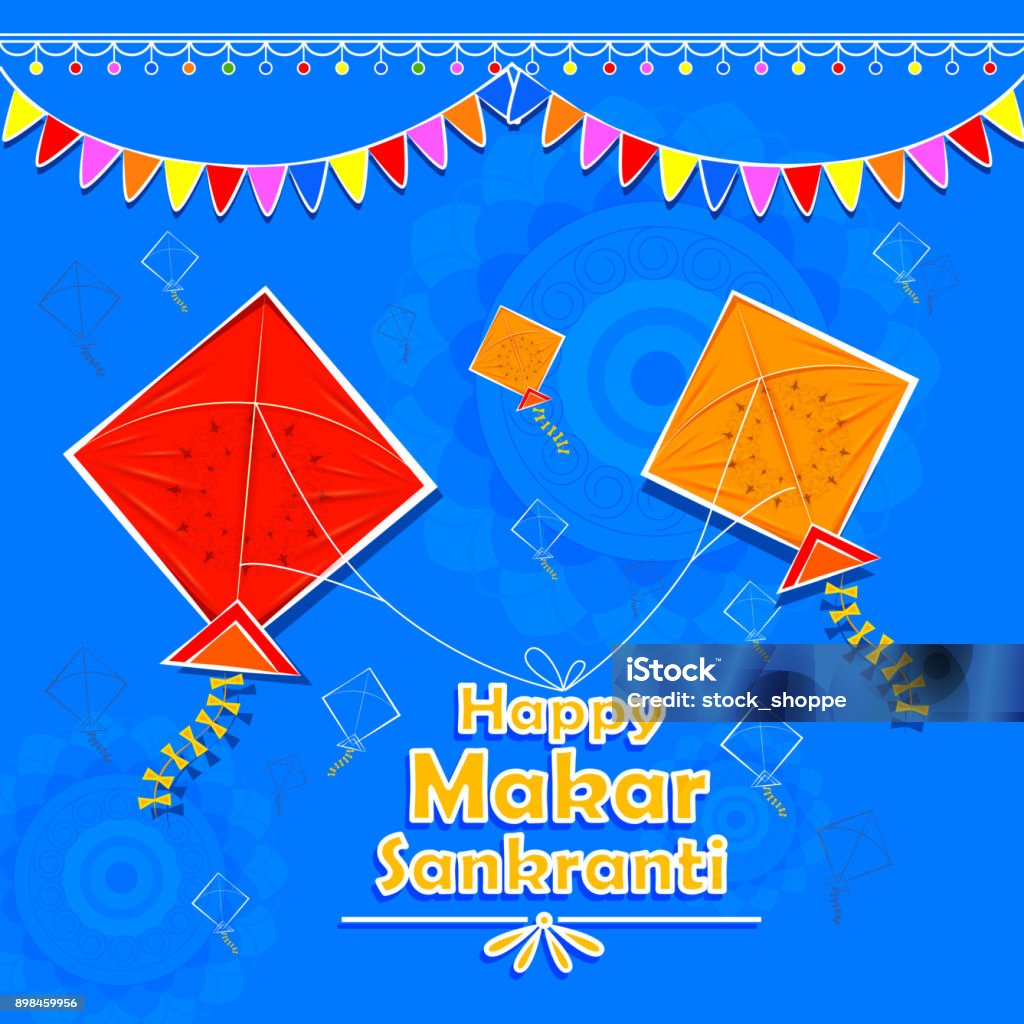 Happy Makar Sankranti Holiday India Festival Background Stock Illustration  - Download Image Now - iStock