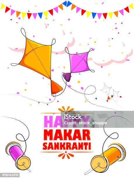 Happy Makar Sankranti Holiday India Festival Background Stock Illustration - Download Image Now