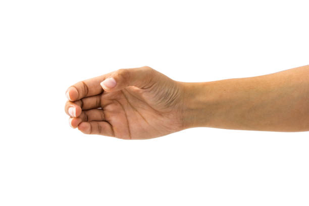 istock Female hand gesture like a holding bottle, glass or something empty isolated on white background with clipping path for graphics, cut out, editing. 898467802