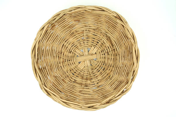 Top view Wicker baskets on white background of file with Clipping Path .