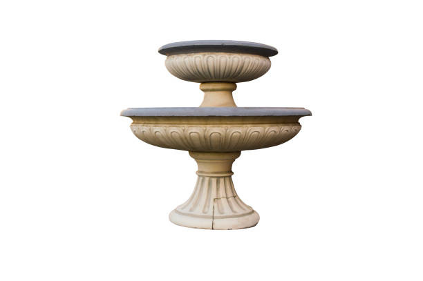 Stone vase on a white background. An old cracked stone vase