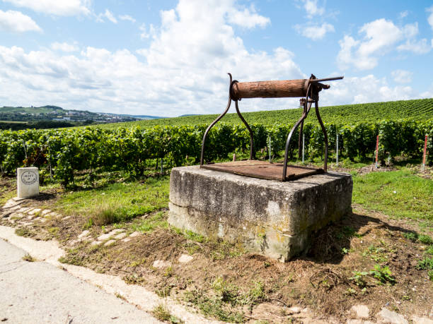 Ay, Champagne, France Ay, Champagne, France - 11 August 2014:  water well in the Hills covered with vineyards in the wine region of Champagne, France. Moet & Chandon moet chandon stock pictures, royalty-free photos & images