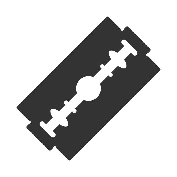 ilustrações de stock, clip art, desenhos animados e ícones de double edge safety razor blade icon. vector - cutting cocaine