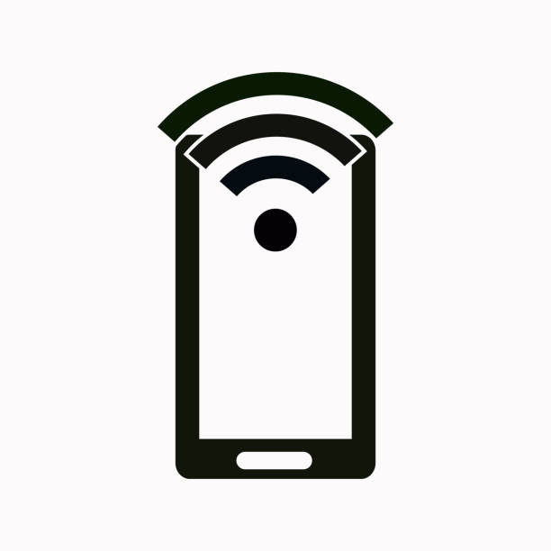 illustrazioni stock, clip art, cartoni animati e icone di tendenza di wi-fi nell'icona del vettore mobile. - data cable center computer network