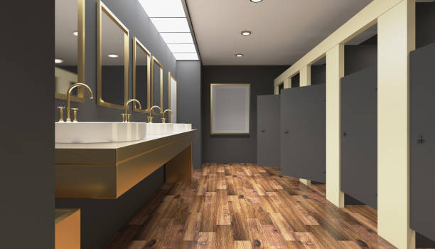 istock Public female restroom. 3D rendering. Empty picture 898495990