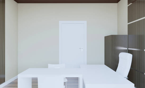 istock Open space office interior with like conference room. Mockup. 3D rendering. 898496036