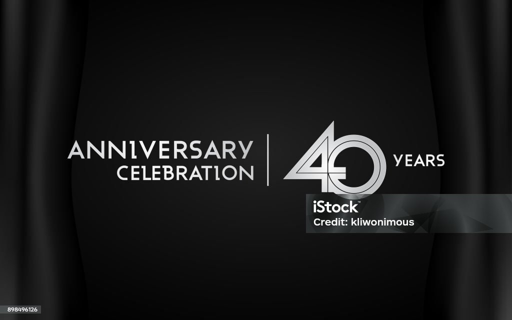 Logotipo de celebración de aniversario de 40 años con Multi fuente lineal aislado sobre fondo negro - arte vectorial de Acontecimiento libre de derechos