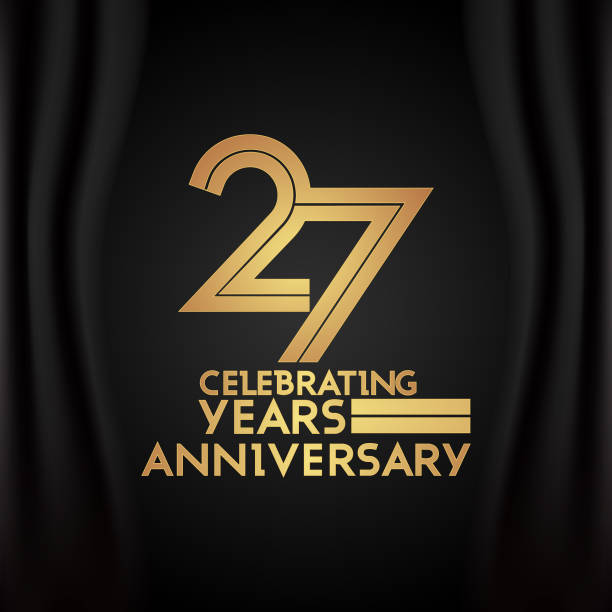 27 Years Anniversary Celebration Logotype using Golden Mutli Linear Font Number Can be use as graphic resources number 27 stock illustrations