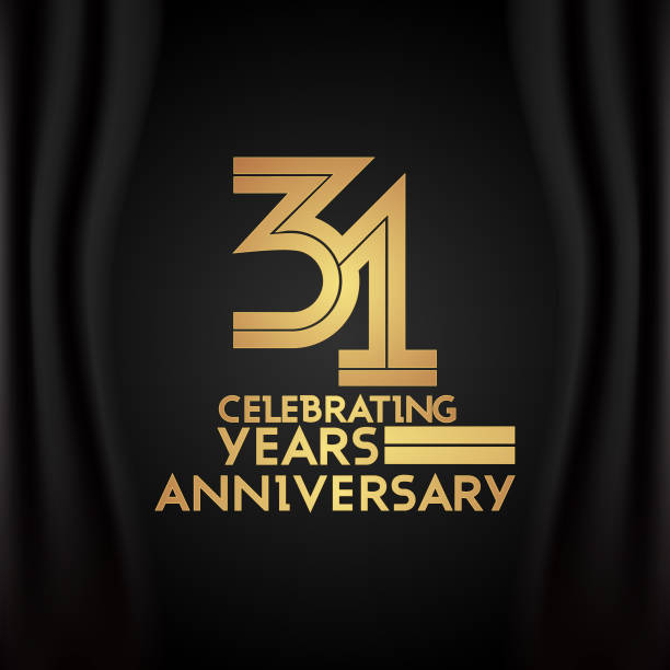 31 Years Anniversary Celebration Logotype using Golden Mutli Linear Font Number Can be use as graphic resources number 31 stock illustrations