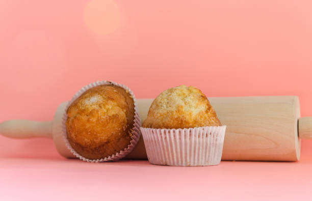 Muffins. Homemade pastries, sweet cupcakes for breakfast stock photo