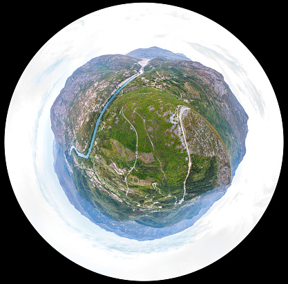 Panoramic view from the air to the river in the mountains of Bosnia and Herzegovina