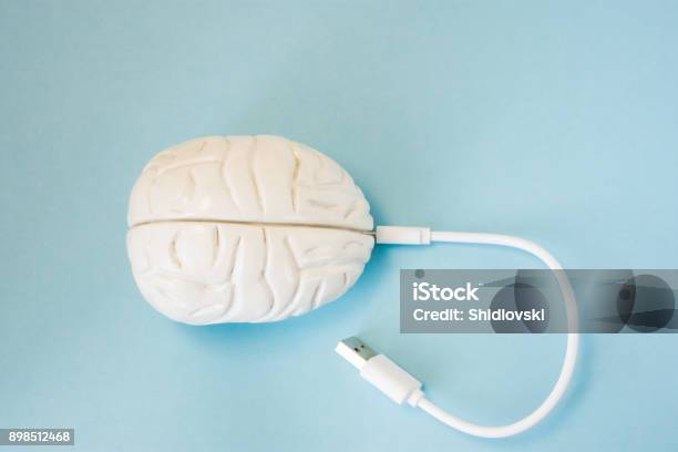 Cerebro Con Enchufe Insertado En Enchufe El Alambre O Cable De Carga Tecnología Concepto Cable Transmisión De Datos Información Conocimiento En Sistema Nervioso Cerebro Mental Conexión Psíquica O Cerebro De Carga Foto de stock y más banco de imágenes de Dilema moral