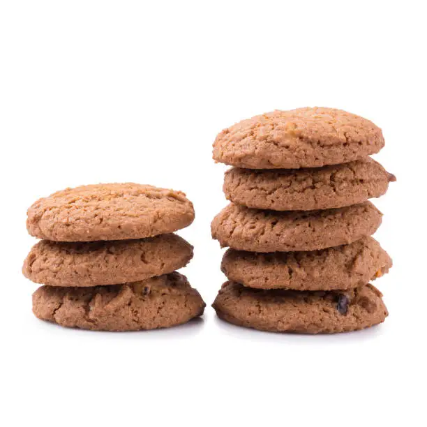 Chocolate cookies isolated on a white background.