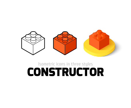 Constructor icon, vector symbol in flat, outline and isometric style