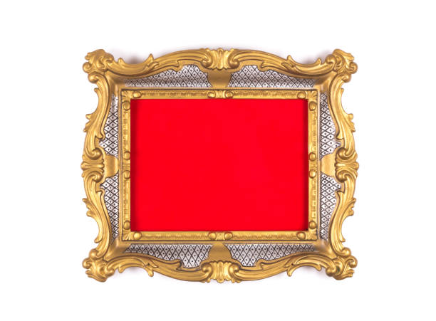 istock elegant victorian golden frame with red background 898531600
