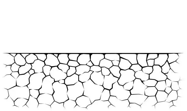 Vector illustration of Earth cracks or stone on white background.