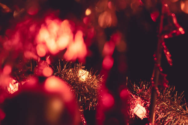 Merry Christmas Tree Lights Close Up Bokeh 2017