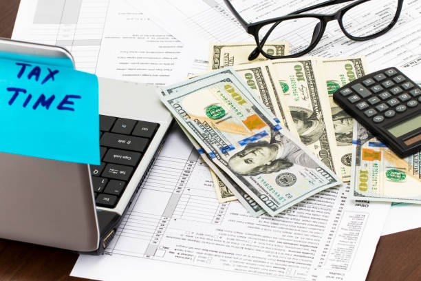 Time for Taxes Money Financial Accounting Taxation Concept stock photo