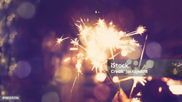 Abstract Light Background Stock Photo - Download Image Now - Sparkler - Firework, Purple, Christmas