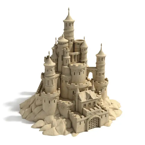 Sand castle  3d isolated illustration