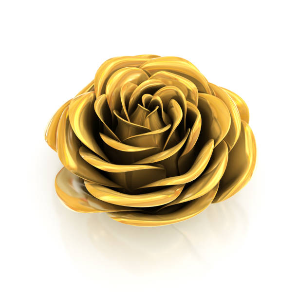 istock Gold rose 3d isolated illustration 898563172