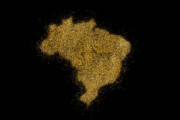 istock Brazil shaped from golden glitter on black (series) 898571590