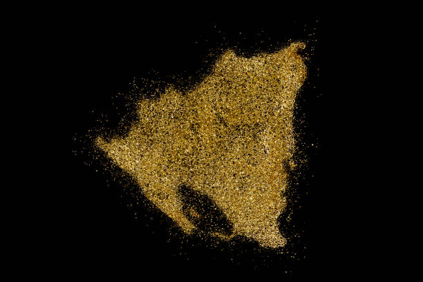 istock Nicaragua shaped from golden glitter on black (series) 898571640