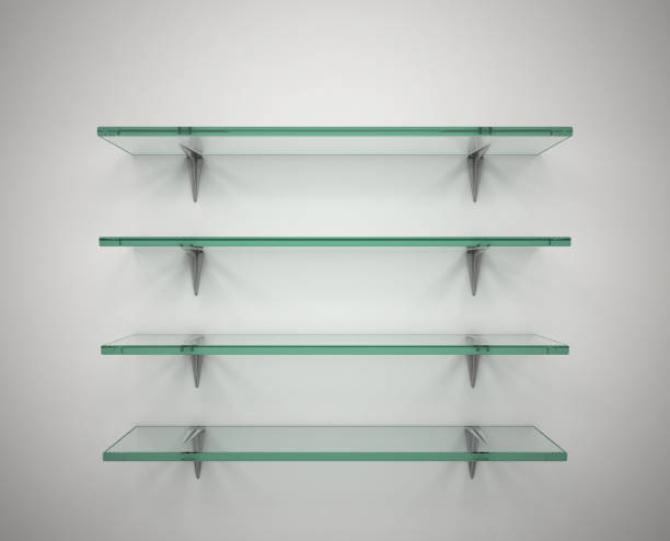 istock Empty glass shelves 3d isolated illustration 898574150