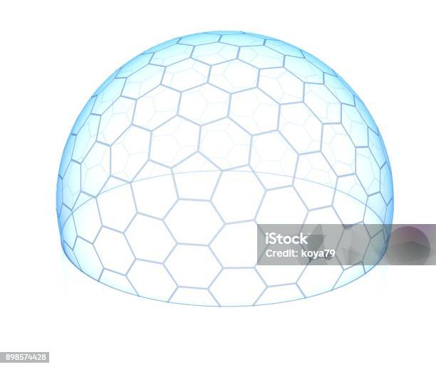 Hexagonal Transparent Dome 3d Isolated Illustration Stock Photo - Download Image Now