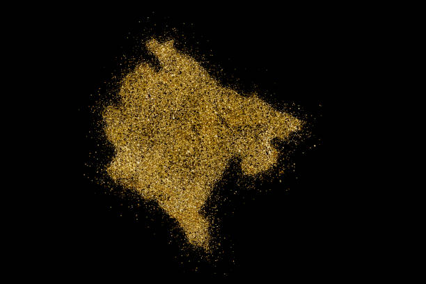 istock Montenegro shaped from golden glitter on black (series) 898574640