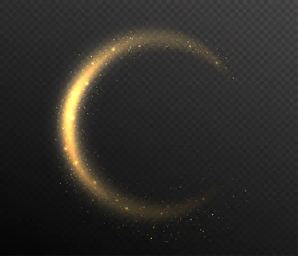 Vector illustration of Sparkle glitter rounded tail. Glow dust wave in the air