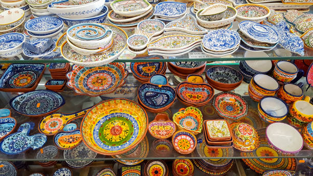 istock Spanish or Portugisian souvenir pottery with typical colorful pattern 898575700