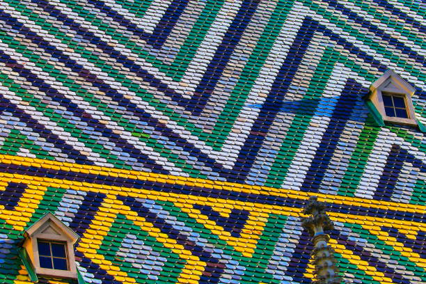 Above St. Stephen's Cathedral roof, close-up detail pattern – Vienna , Austria