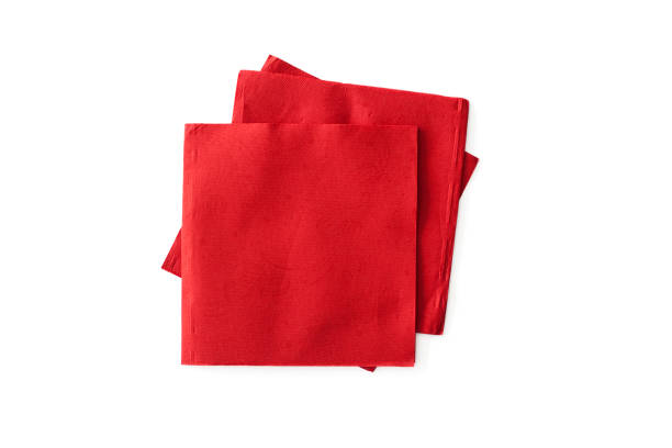 servilletas rojas sobre fondo blanco - servilleta fotografías e imágenes de stock