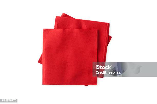 Red Napkins On The White Background Stock Photo - Download Image Now - Napkin, Red, Paper