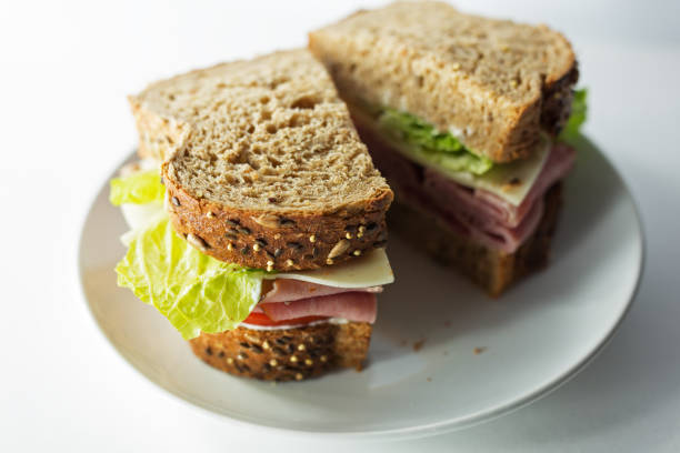 istock Ham sandwich on organic wheat bread. 898578816