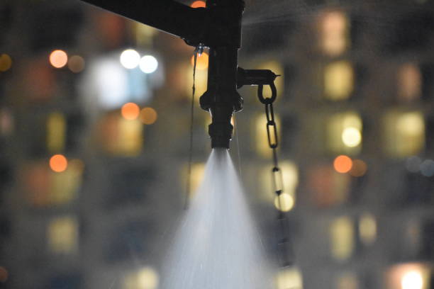 showers on the Dead Sea beach at night