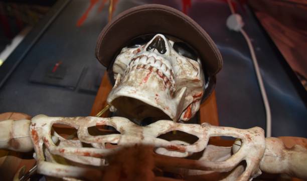 Scary skulls in an escape room