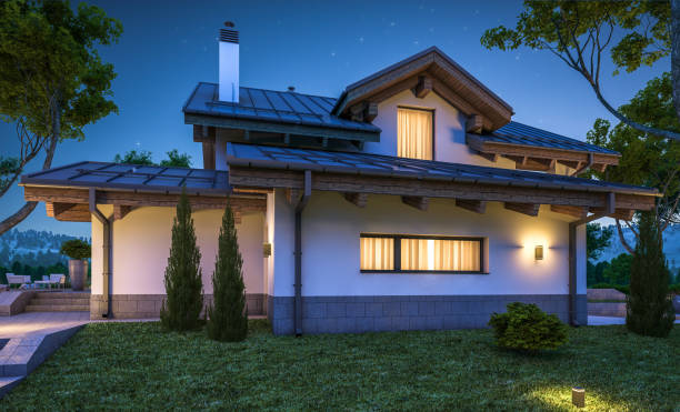 istock 3d rendering of modern cozy house in chalet style 898601208