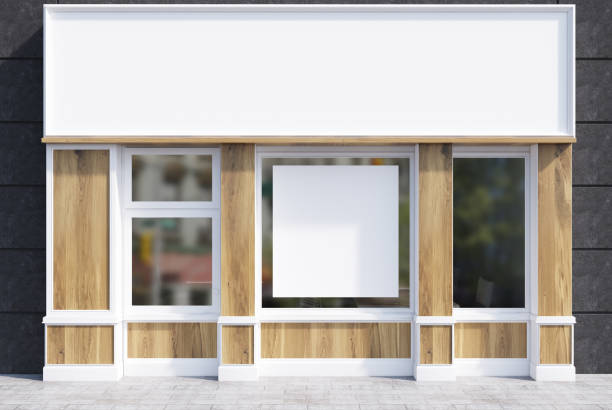 istock White and wooden cafe facade, poster 898608582